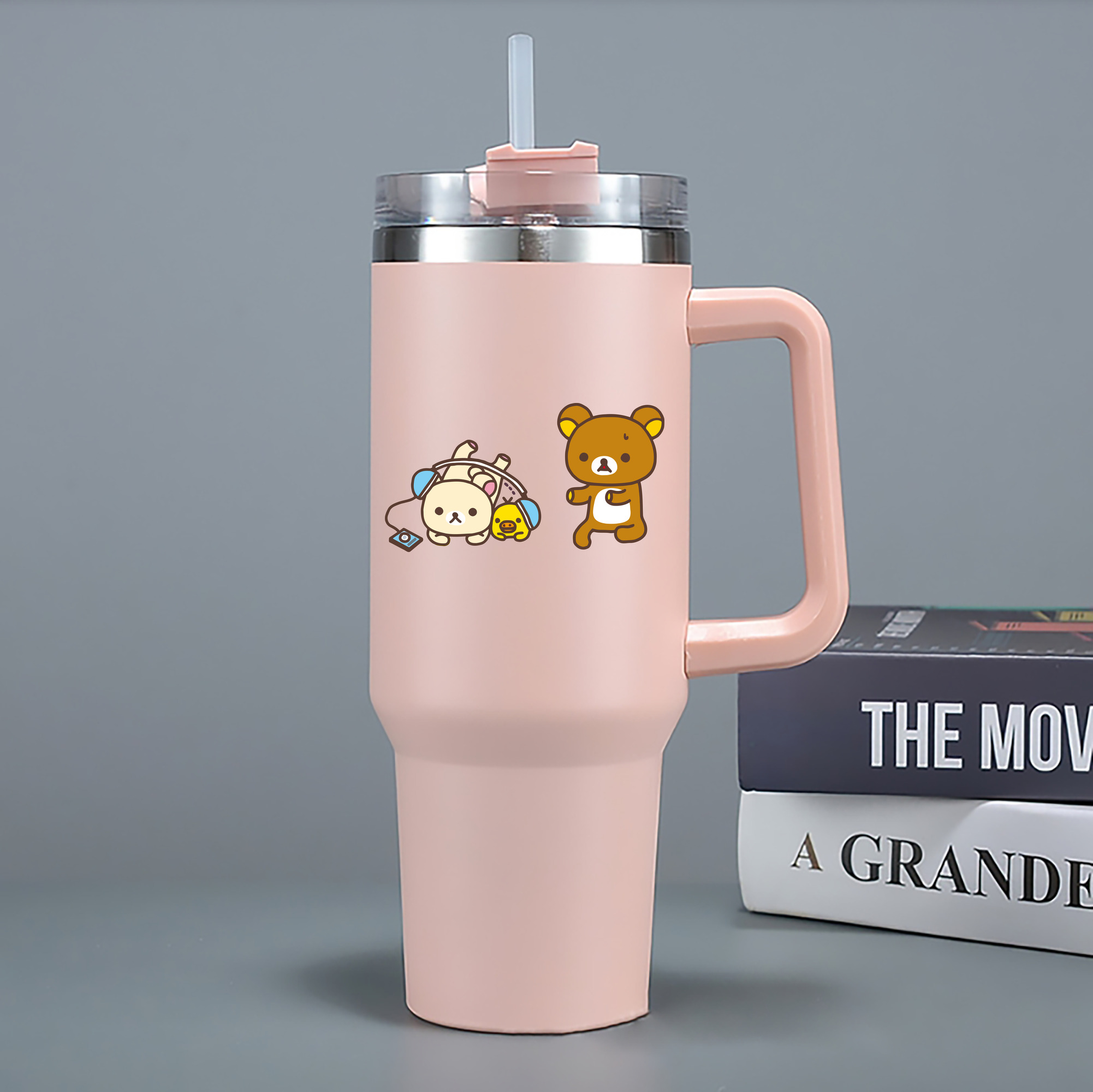 （画像用） リラックマ リラックマ キイロイトリ Rilakkuma Korilakkuma Kiiroitori 1200mL車用タンブラー - クリスタルステッカー（プラスチックストロー付き）